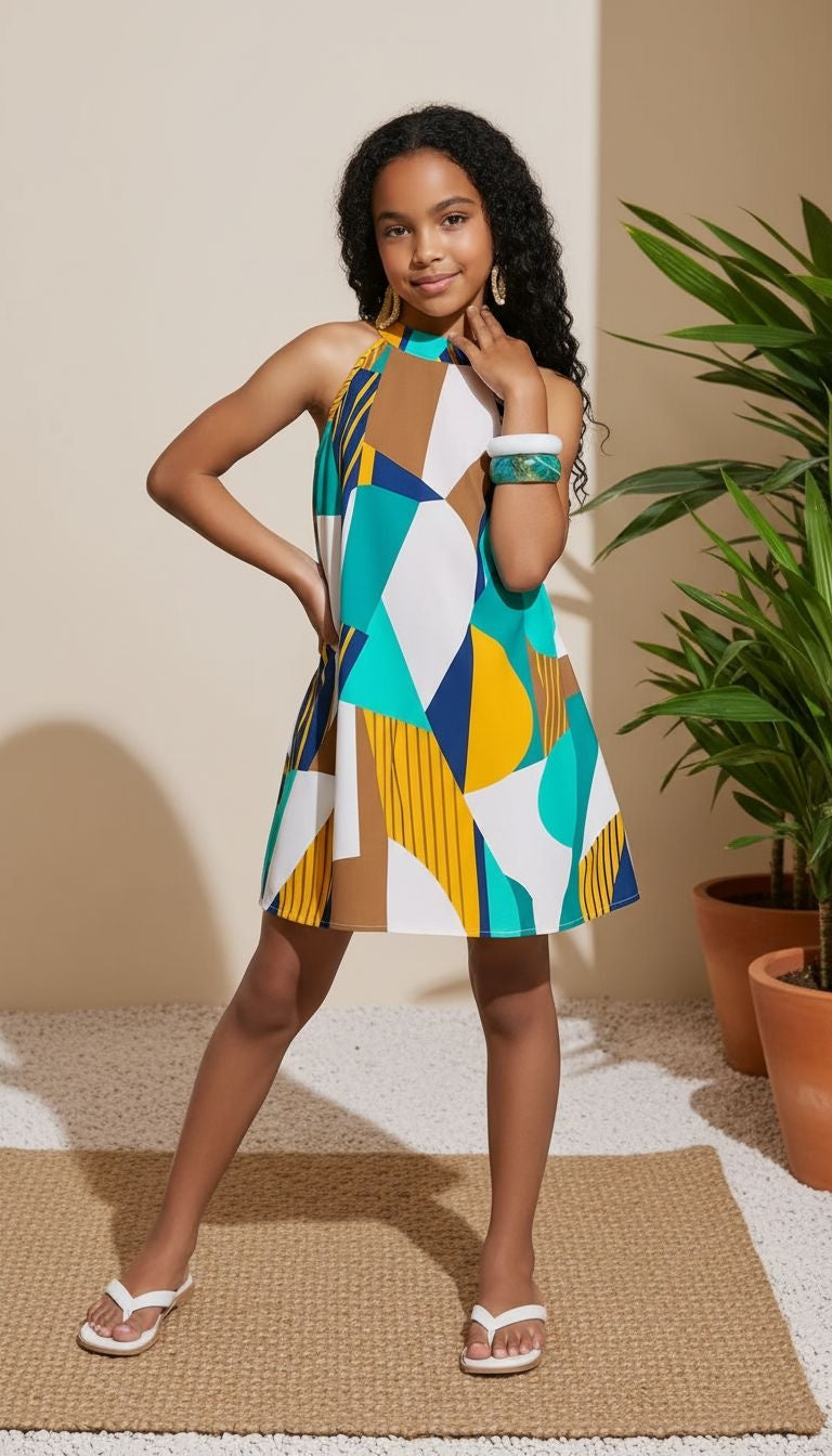 Geometric A‑Line Dress