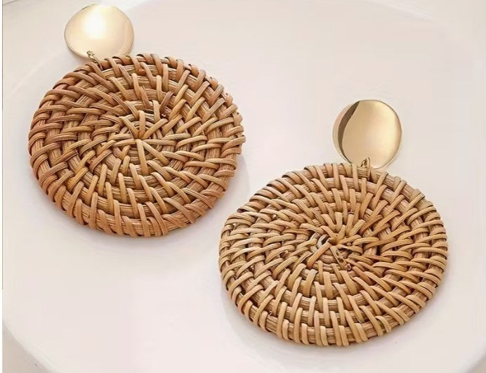 Rattan Round Drop Earrings