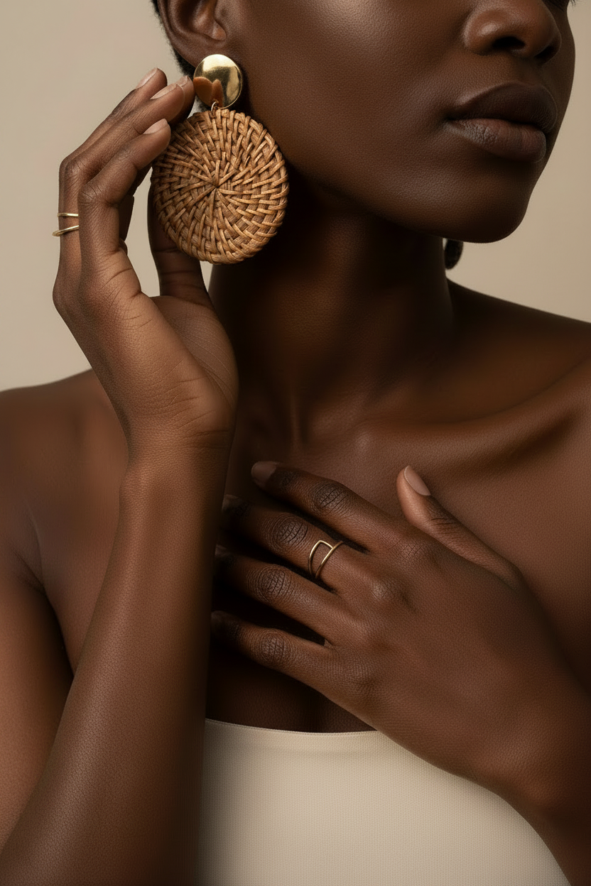 Rattan Round Drop Earrings
