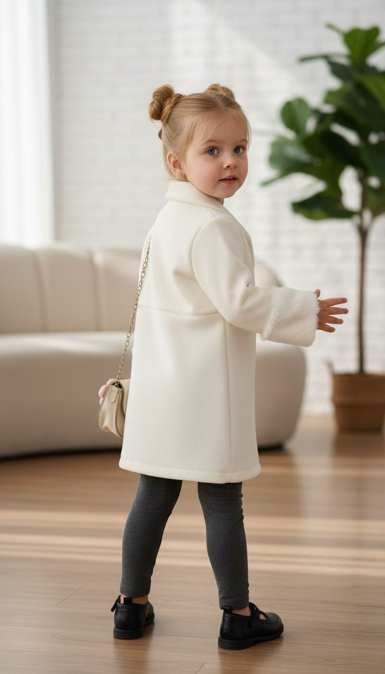 Timeless Elegance: Cream Coat with Faux Fur Cuffs