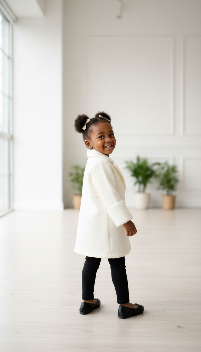 Timeless Elegance: Cream Coat with Faux Fur Cuffs