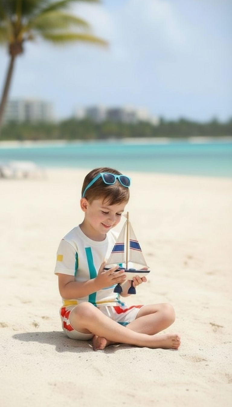 Boys’ Color‑Block Geometric Short Sleeve Top & Shorts Set – 2‑Piece Outfit