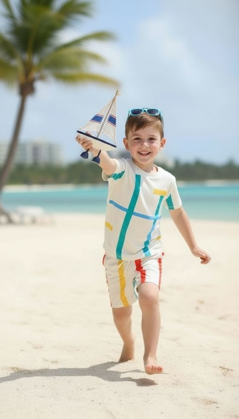 Boys’ Color‑Block Geometric Short Sleeve Top & Shorts Set – 2‑Piece Outfit