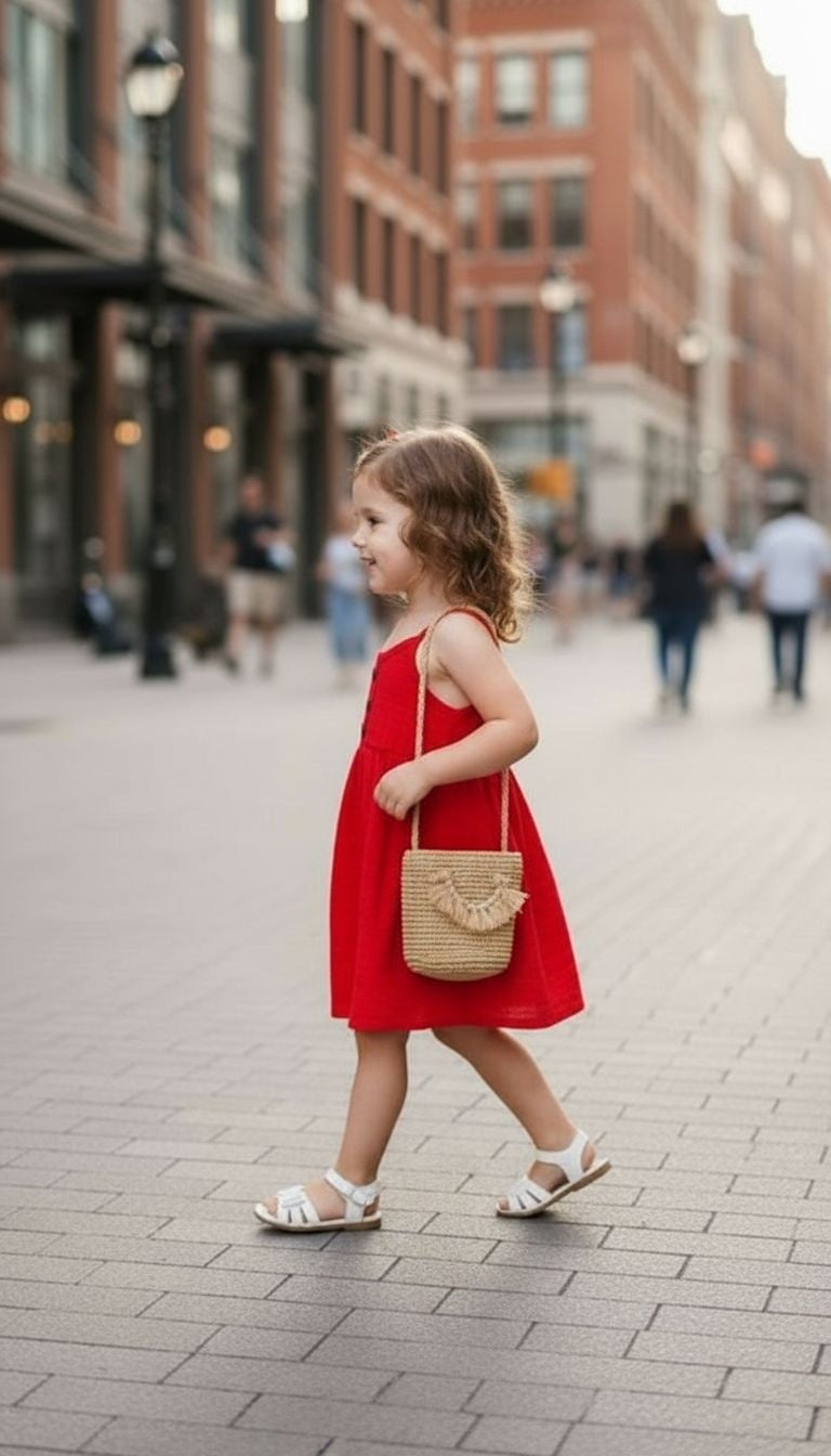 Girls’ Textured Sleeveless Button‑Front Sundress – Summer Casual Dress