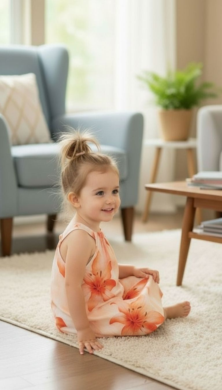 Girls’ Tropical Floral Halter Sundress – Crossback Summer Steeze