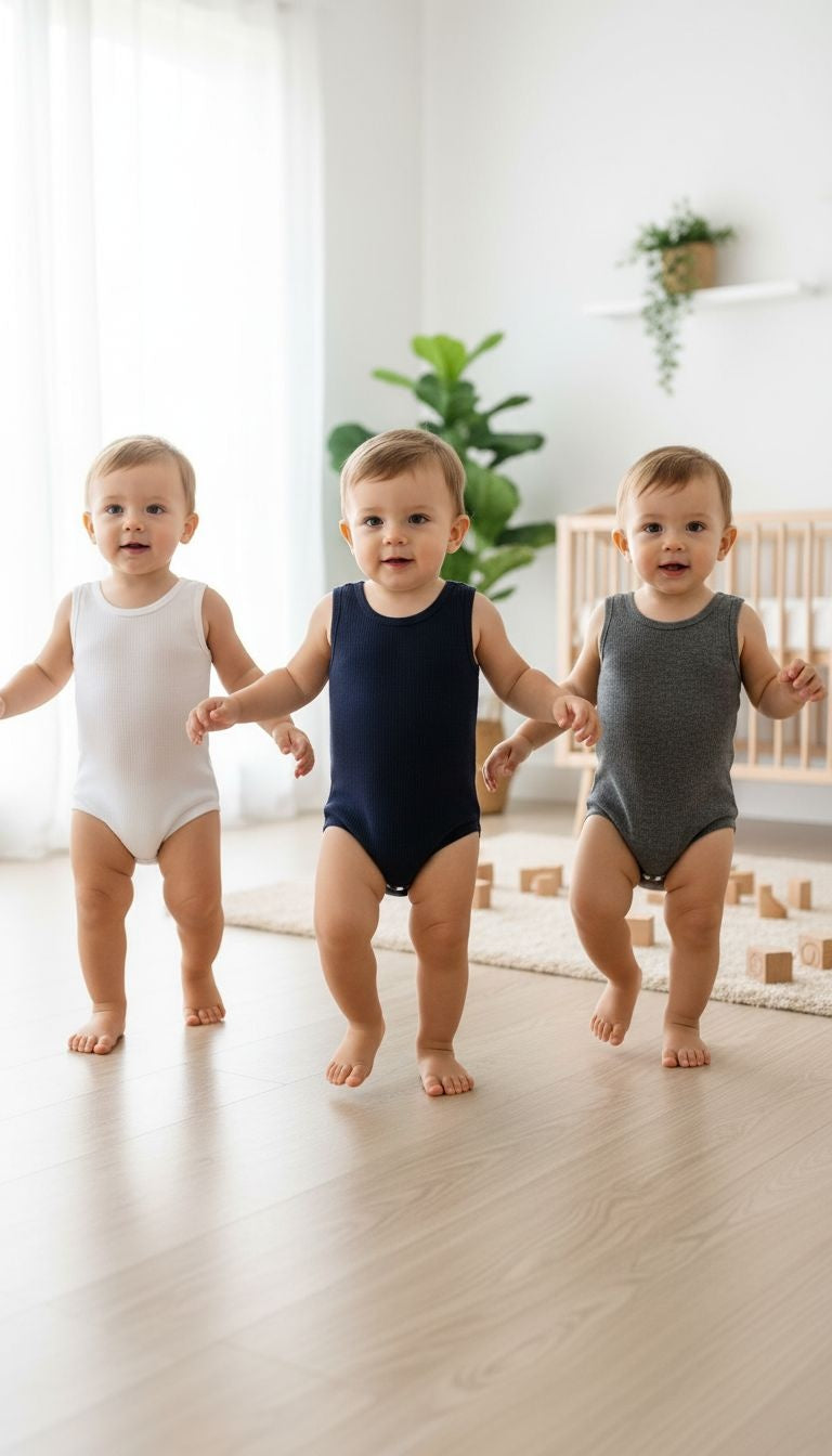 Baby Boys’ Sleeveless Ribbed Bodysuit – 3‑Pack