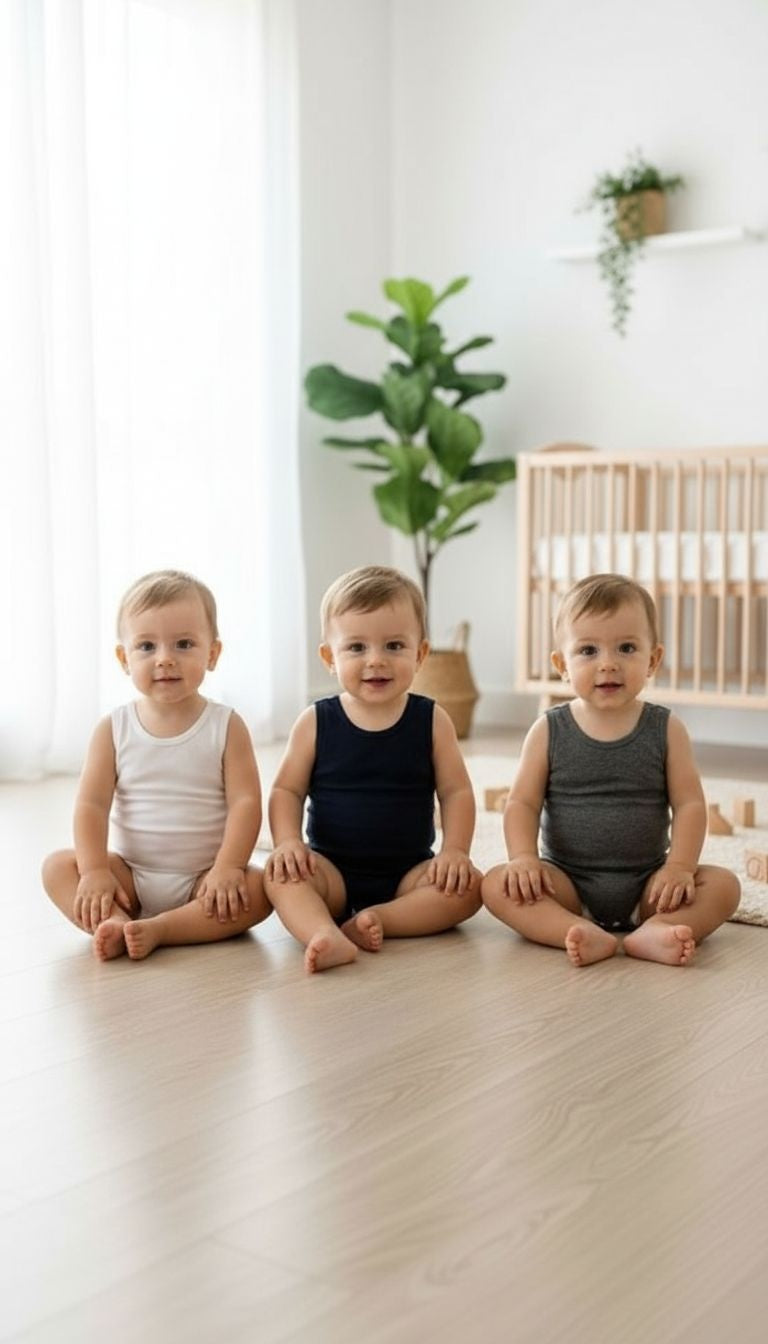 Baby Boys’ Sleeveless Ribbed Bodysuit – 3‑Pack