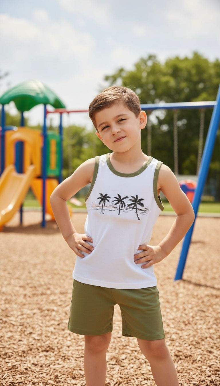 Boys’ Tropical Tank Top & Shorts Set