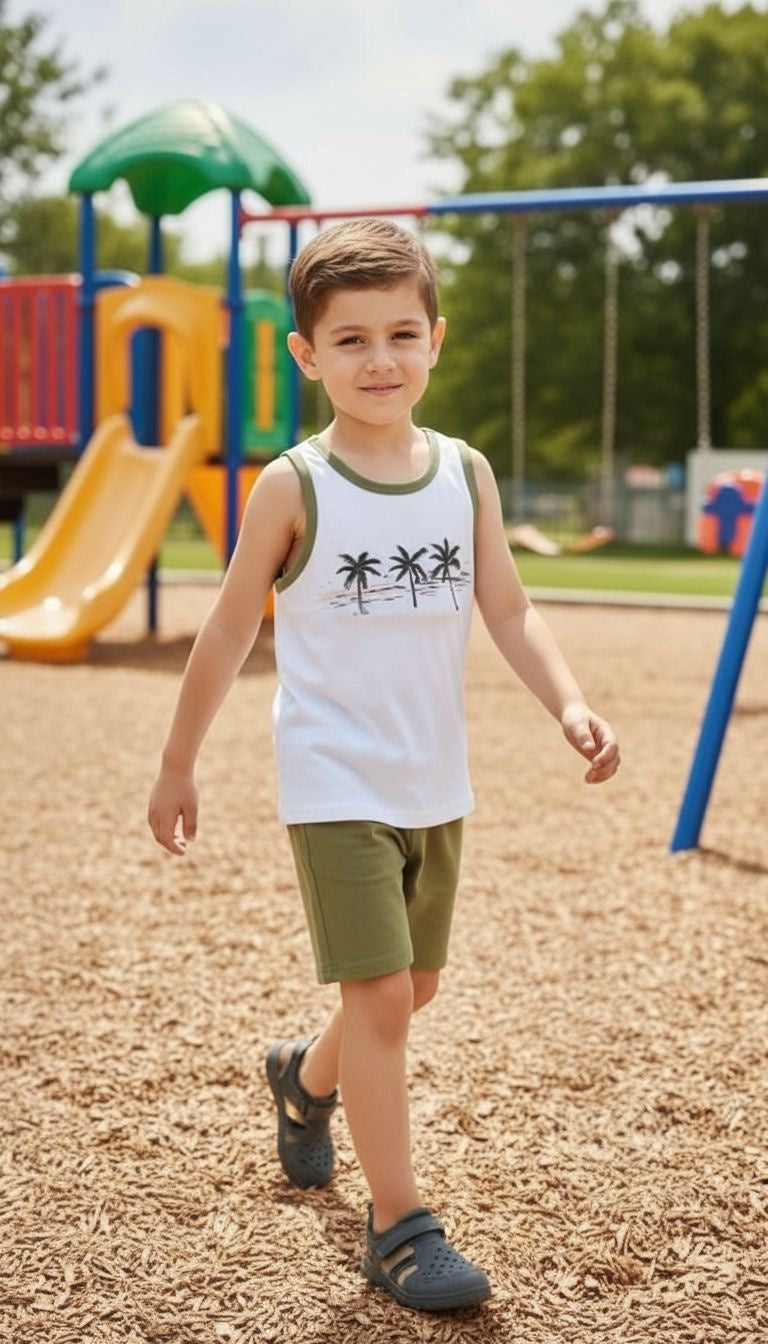 Boys’ Tropical Tank Top & Shorts Set