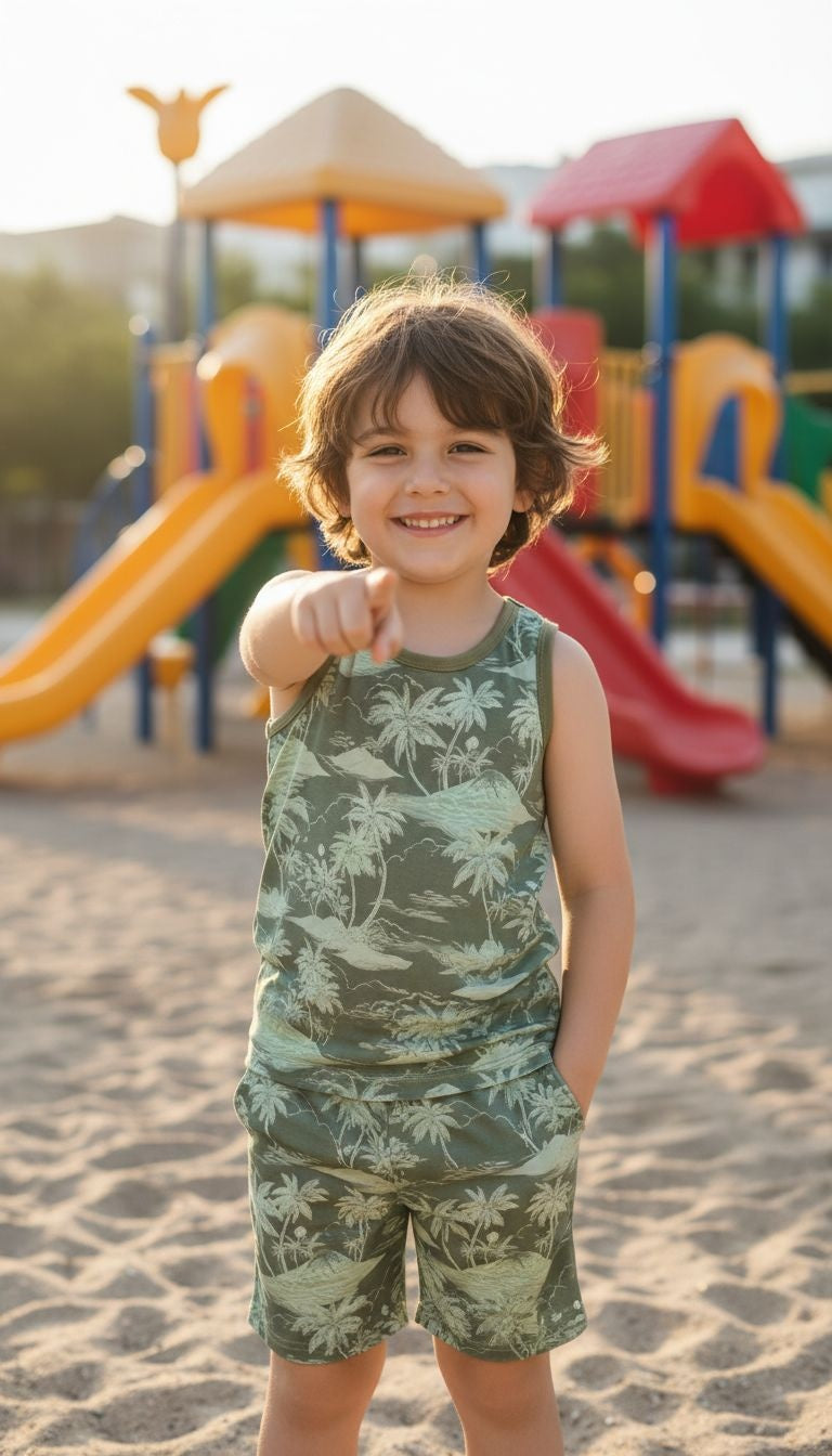 Boys’ Tropical Tank Top & Shorts Set