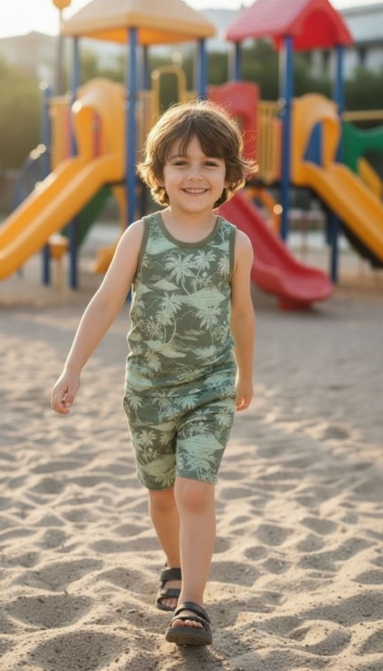 Boys’ Tropical Tank Top & Shorts Set