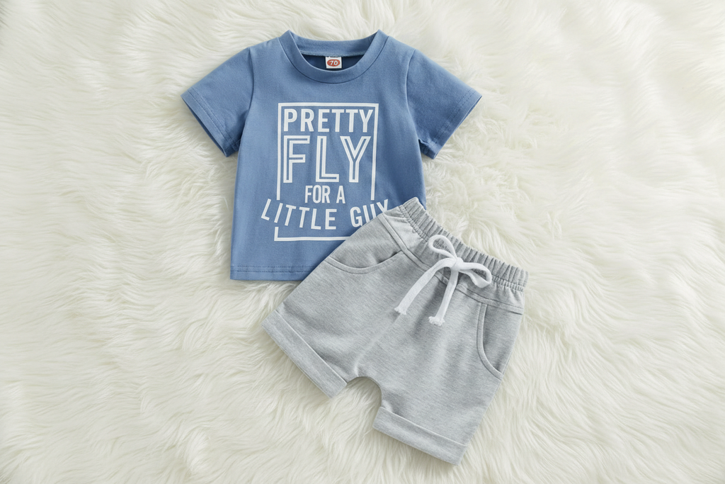 Fly Little Guy Graphic Tee & Shorts Set