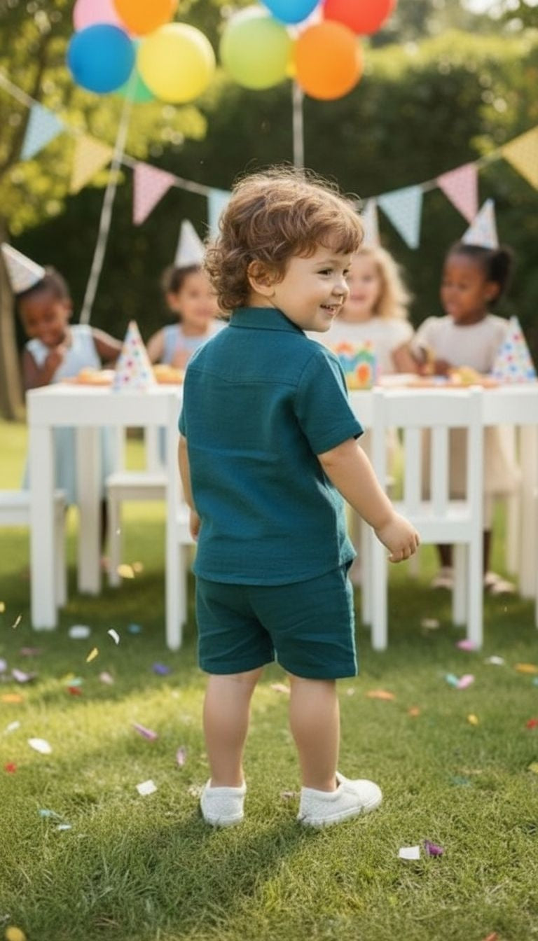 Collared Button Shirt and Shorts Set