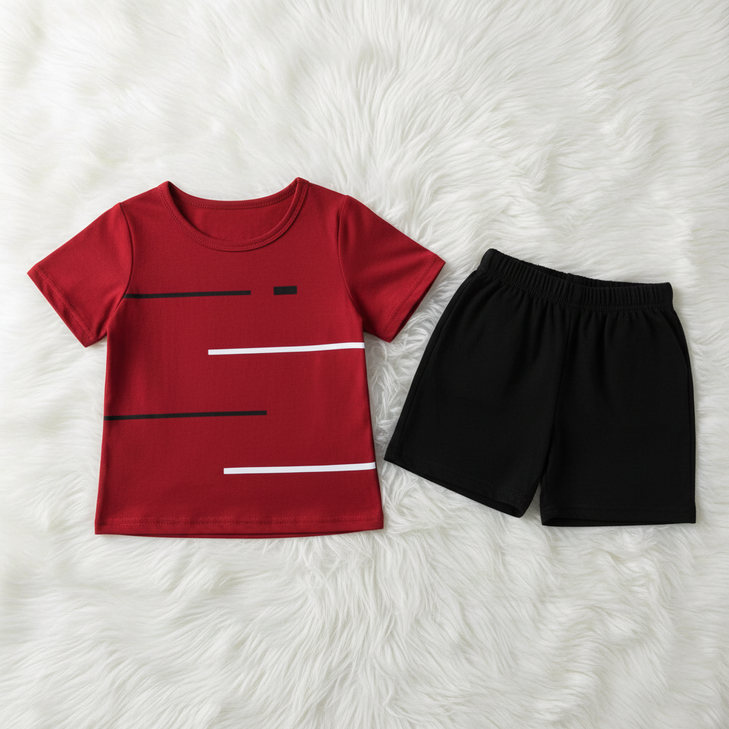 Abstract Line Print Tee and Matching Shorts