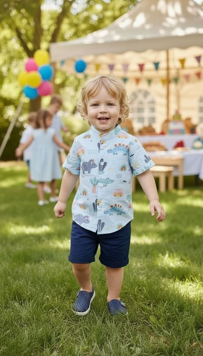 Boys’ Dino Print Shirt & Shorts Set
