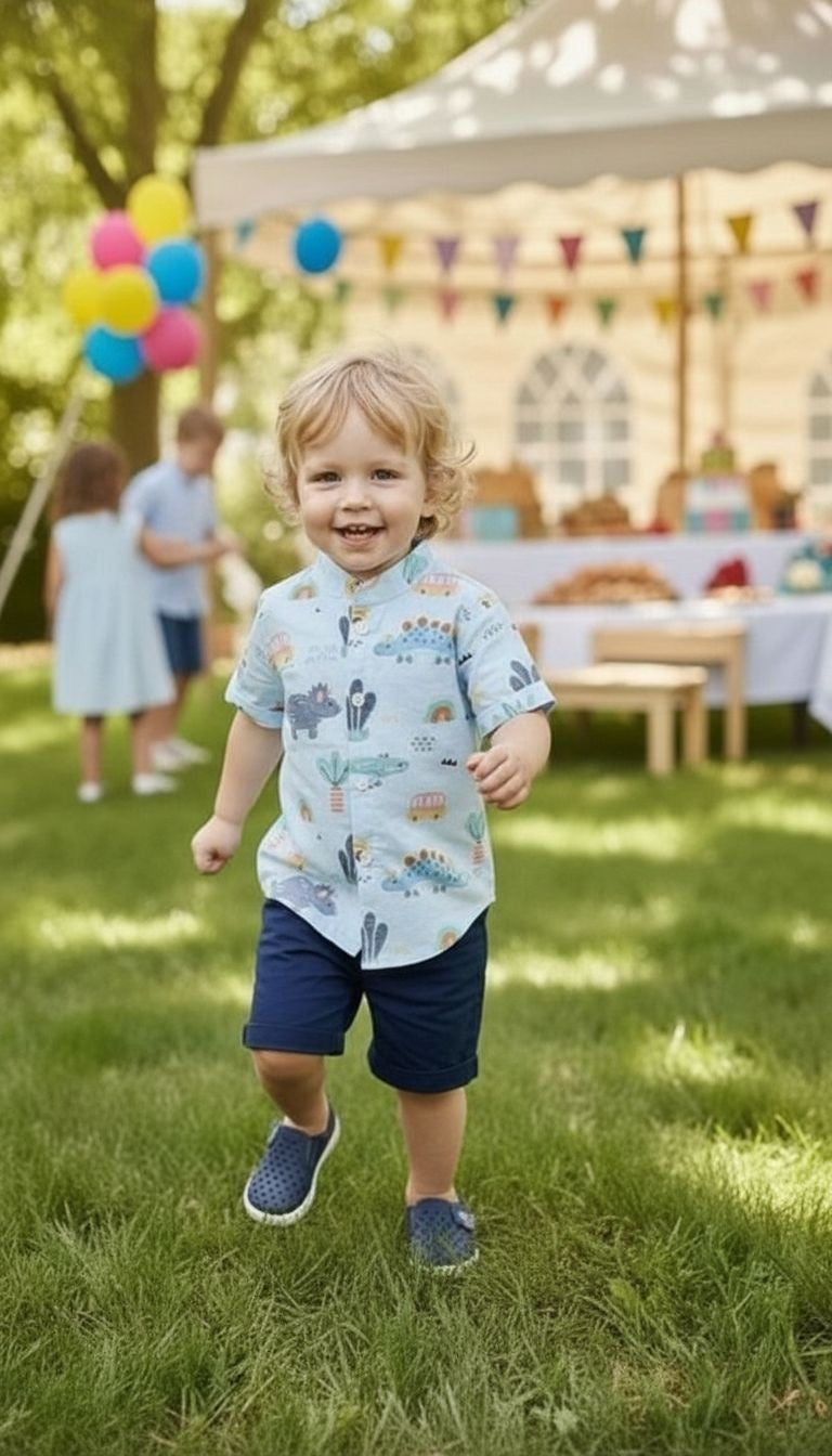 Boys’ Dino Print Shirt & Shorts Set
