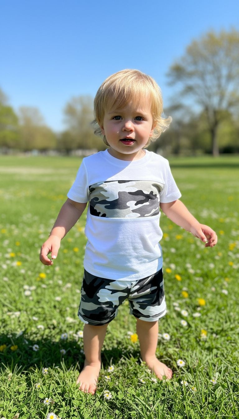 Camo Stripe Tee & Shorts Set for Toddlers