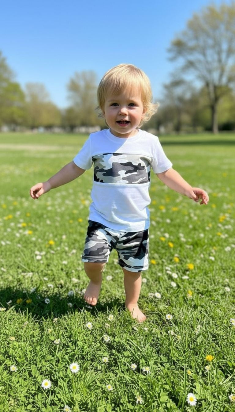 Camo Stripe Tee & Shorts Set for Toddlers