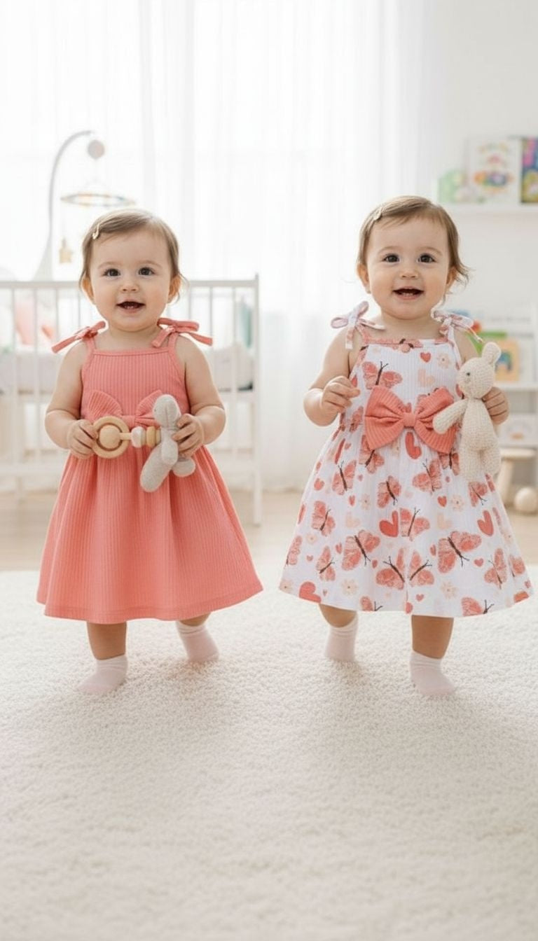 Bow Strap Pleated Dress - Pack of 2