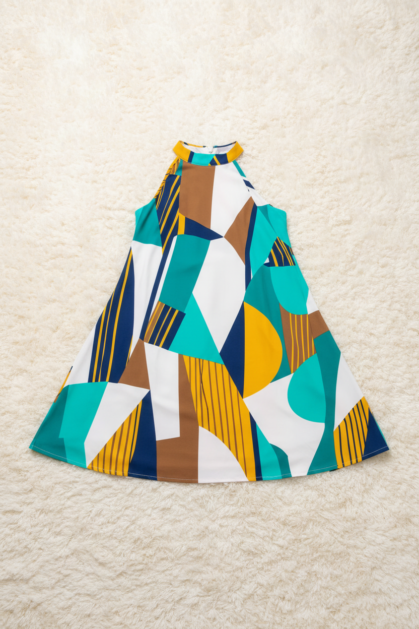 Geometric A‑Line Dress