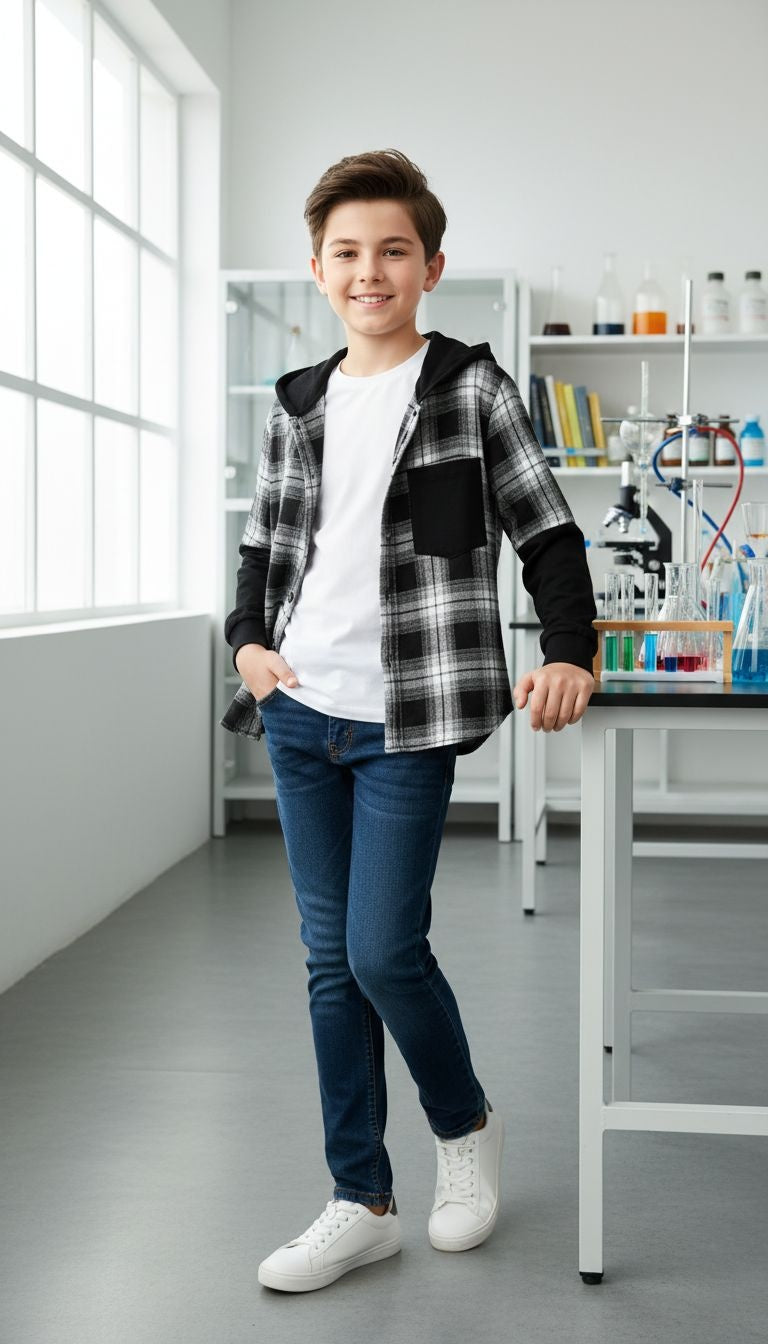 Stylish Plaid Hooded Shirt