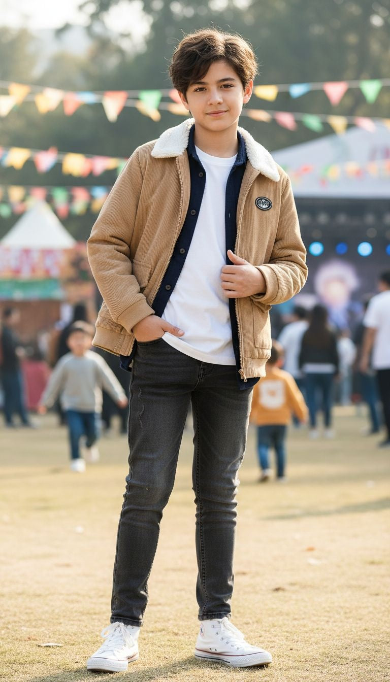 Corduroy Jacket with Faux Shearling Lining