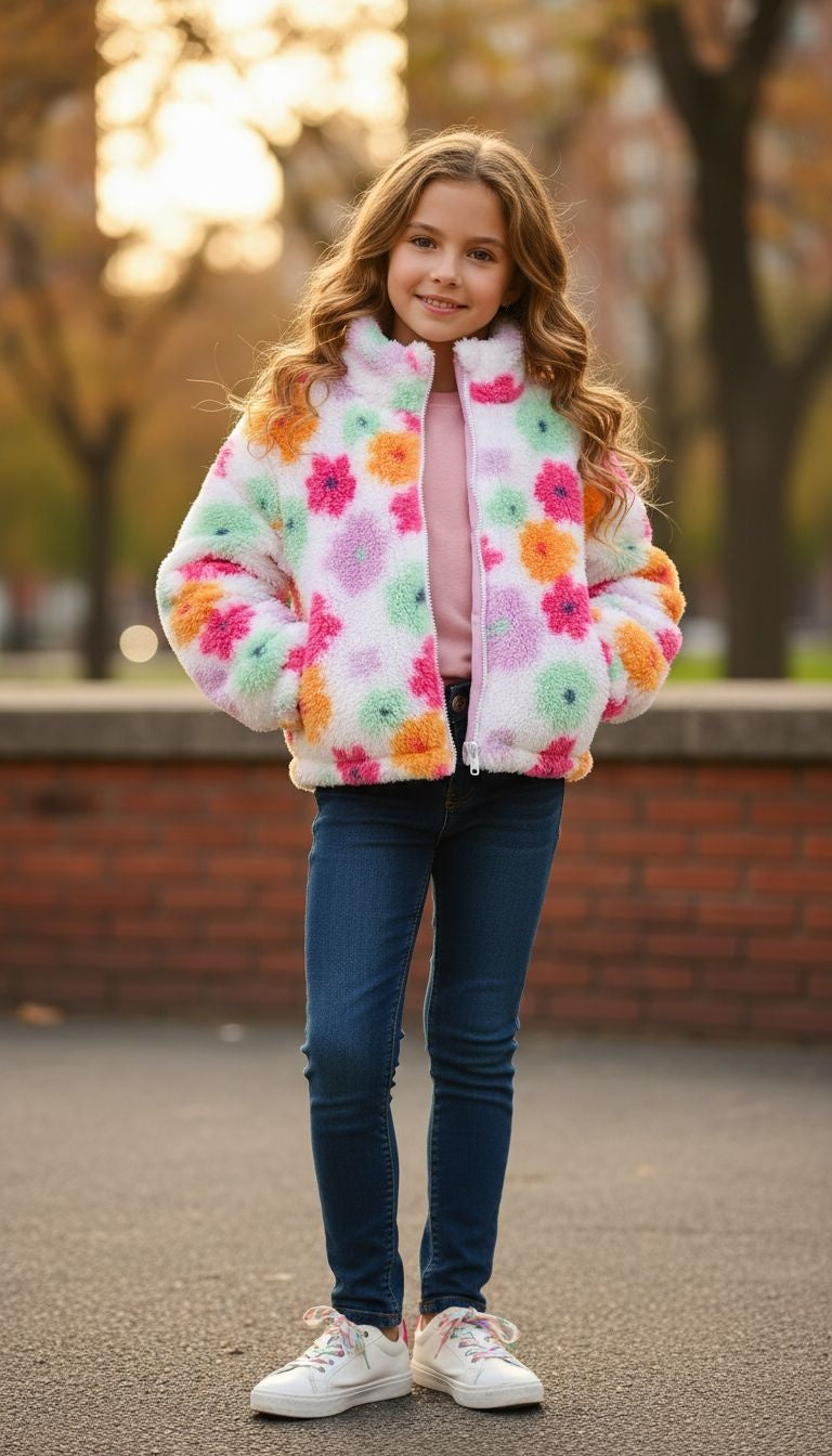 Floral Print Fleece Jacket