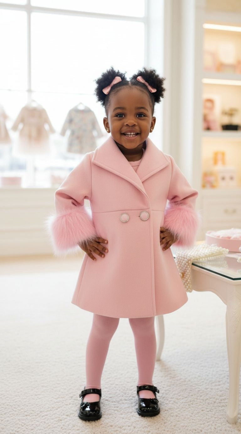 Elegant Faux Fur Cuffs Blazer Dress