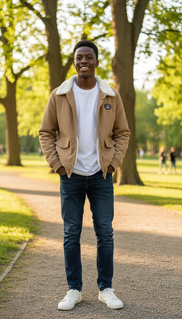 Corduroy Jacket with Faux Shearling Lining