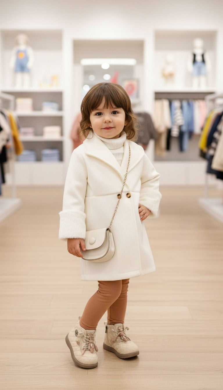 Timeless Elegance: Cream Coat with Faux Fur Cuffs